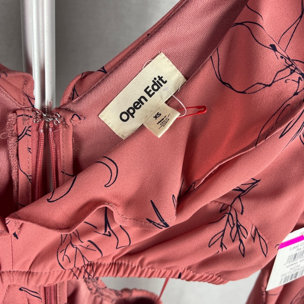 OPEN EDIT pink floral Cutout Long Sleeve Minidress size XS NWT - Picture 6 of 9